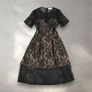 ELLIATT Velosity Midi Cocktail Dress Women's XS Black Neutral Lace Mesh Evening thumbnail 3