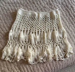 SheIn White crochet mini skirt coverup thumbnail 1