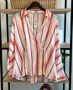 NWT Express Layering Asymmetrical Button V-neck Button Up Collar Career Work B thumbnail 1