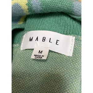 Mable Green Floral Knit Sleeveless Crew neck Cut Out Mini Bodycon Tank Dress M thumbnail 3