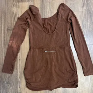 Free People Movement Brown Lets Volley Romper Onesie Long Sleeve Mini Dress FLAW thumbnail 5