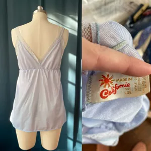 Vintage 70s Pastel Baby Blue Lace Nightie Tank thumbnail 4