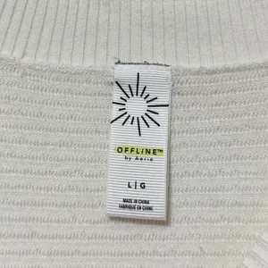 OFFLINE by Aerie Home Stretch Sweater Size Large White Boatneck Off The Shoulder thumbnail 3