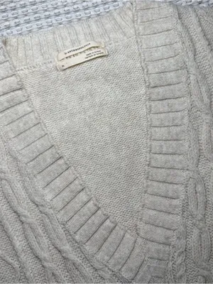 Anthropologie Ivory Sweater Vest XL Wns Cable Knit V-Neck Sleeveless Ivy Prep thumbnail 2