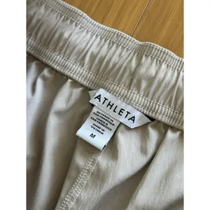 Athleta Midday Pants Womens Medium Ecru Beige Mid‎ Rise Crop Poplin Drawstring thumbnail 3