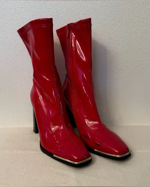 Dream Paris Patent Heeled Boots Red & Black US 7 thumbnail 1