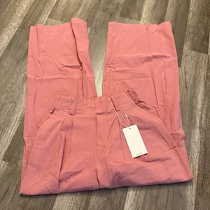 Halara Pink Linen Blend Wide Leg Pants XS Pull On Casual NWT thumbnail 1