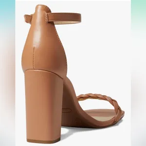 Nine West Allha 3 Braided Strap Chunky Heels in Macaroon Tan 6.5 thumbnail 4