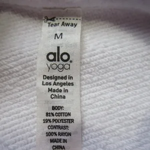 NWT Alo Yoga Box Crop Hoodie Sweatshirt in White Beaded Sleeve M thumbnail 6