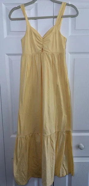 Vanilla Star Tiered Maxi Dress Womens Size S Yellow Boho Summer Cotton Blend thumbnail 1