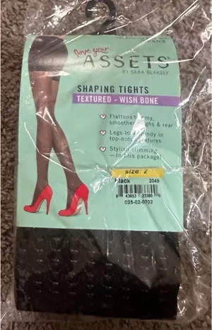 Assets Spanx Shaping Wish Bone Textured Shaping Tights by Sara Blakely In Black thumbnail 3