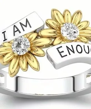 Women’s Stainless Steel Silver “ I Am Enough” w/ Sunflower Design Ring Size 7 thumbnail 1