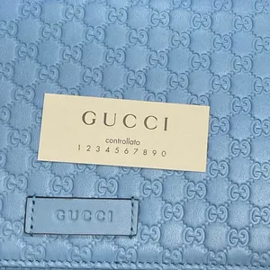 Gucci Blue Micro Guccissima GG Embossed Crossbody Wallet Purse NWT Model #466507 thumbnail 9