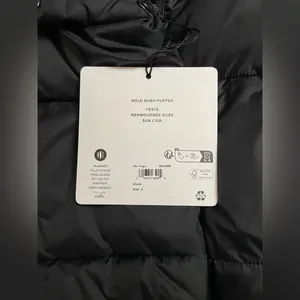 ALO Yoga NWT Gold Rush Puffer Jacket Full Zip, zipper pocket, very warm Black S thumbnail 8