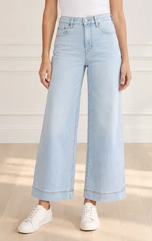 Maeve Anthropologie Jeans Sz 29 Light Wash High Rise Wide Leg Crop Stretch Denim thumbnail 1