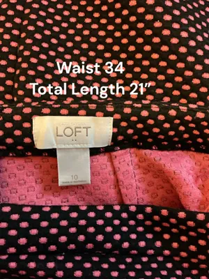LOFT Pink & Black Polka Dot Mini Pencil Skirt - Size 10 thumbnail 3