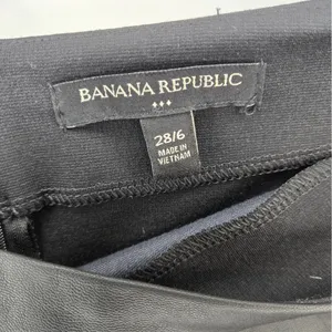 Banana Republic Factory Black Pencil Skirt Faux Leather‎ Panel Size 6 Edgy Goth thumbnail 3