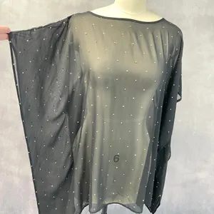 Michael Kors Womens Poncho Top Size S/M Black Gold Studded Sheer Flowy Glam thumbnail 2
