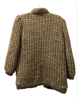 Vtg 80s Outer-Scene Quilted Knit Parka Jacket GrandmaCore Earthy Oversized Large thumbnail 2