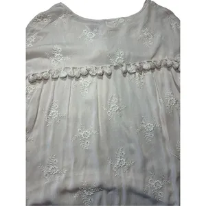 Surf Gypsy‎ Floral Embroidery Blush Fringe Crop Blouse Sz Small thumbnail 6