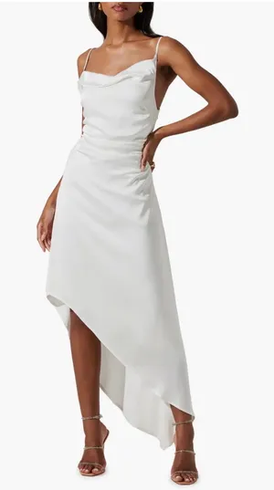 ASTR the label Mirie Asymmetric Satin Dress NWT thumbnail 1
