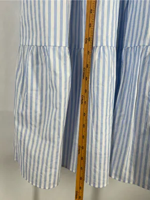 English Factory Blue White Striped Tiered Puff Sleeve Midi Dress L thumbnail 9