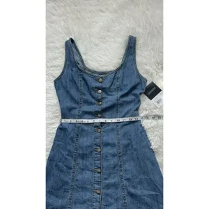 Lee Women’s Blue Denim Button Front Sleeveless Square Neck A-Line Dress Size S thumbnail 8