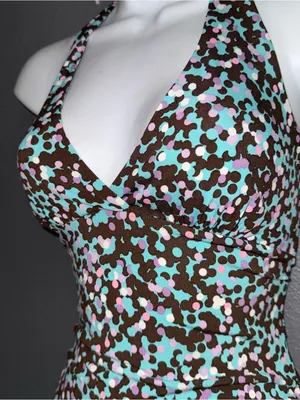 BCBGMaxazaria Women's V-Neck Halter Brown Green Dress size Small - Medium thumbnail 4