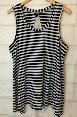 Torrid Blue/White Striped Tank scooped neck sleeveless size 1 flowy top thumbnail 1