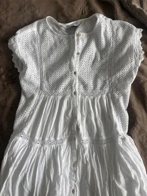 Beautiful Zara linen lace dress size small thumbnail 3