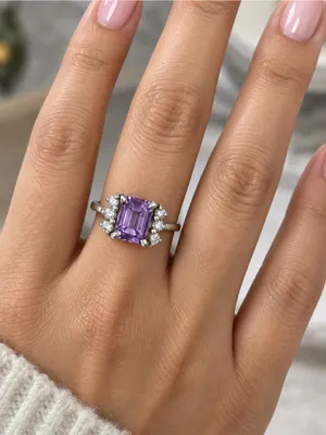 Estate Sterling Silver 925 Purple White CZ Ring VERY PRETTY Size 6.50 thumbnail 3