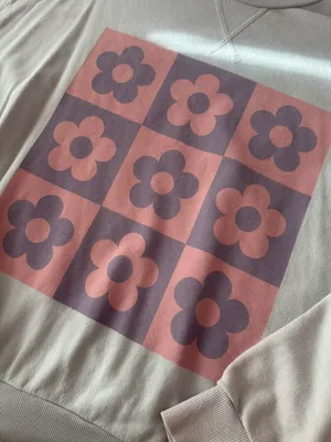 PacSun Pink and Purple Floral Crewneck Sweatshirt thumbnail 4