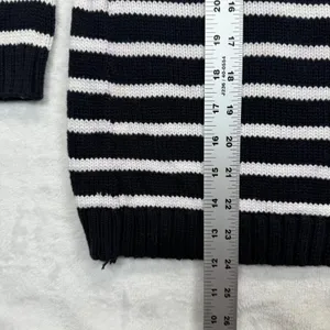 Chaps Breton Striped Cotton‎ Knit Sweater Gold Button Detail Nautical XL READ thumbnail 3