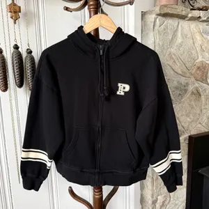 Victoria's Secret Pink Ivy Fleece Campus Black Full-Zip Hoodie Sweatshirt Medium thumbnail 1