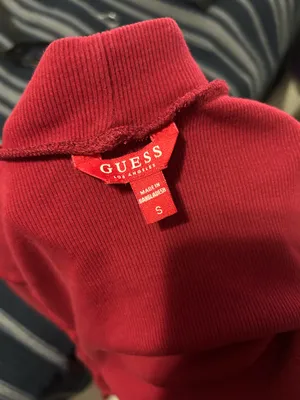 GUESS Red Rhinestone Mock Neck Top - Size S thumbnail 5