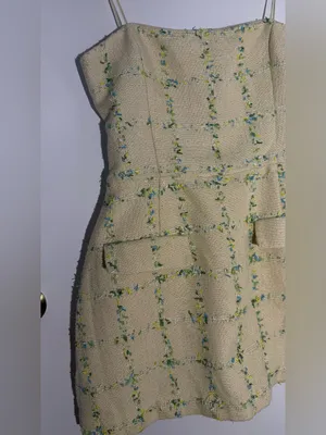 Amanda Uprichard Cream Floral-Check Tweed Mini Dress thumbnail 4