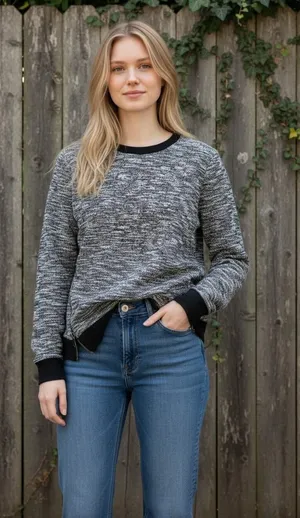 Abercrombie & Fitch White Black Knit Zip Up Pullover Crew Neck Sweater Size S thumbnail 1