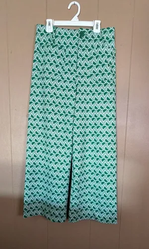 JNY Jones New York Green Geometric Print Wide Leg Pants Size 6 thumbnail 1