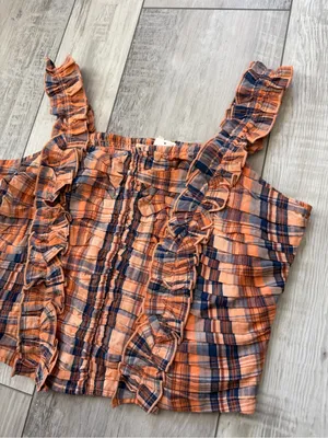 NWT Verb by Pallavi Singhee Anthropologie Cotton Ruffle Plaid Gingham Top medium thumbnail 8