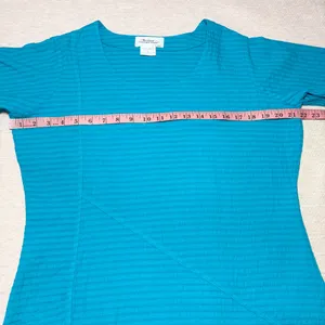 Vermont Country Store Textured Popover‎ Half Sleeve Tunic Blue Top Size S thumbnail 5