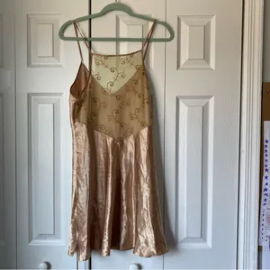 Women's Large Gold Satin Slip Dress Lingerie Fairy‎ y2k thumbnail 6