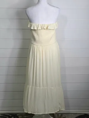 Hollister Cream Smocked Strapless Ruffle Maxi Dress size XXL P thumbnail 4