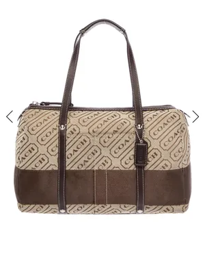 Coach Beige Signature Canvas Top Handle Tote with Dark Brown Leather Trim thumbnail 2