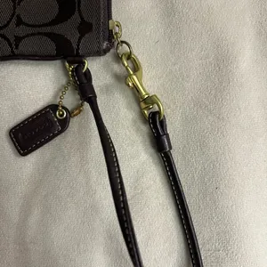 Coach Brown Signature Wristlet with Gold Hardware thumbnail 6