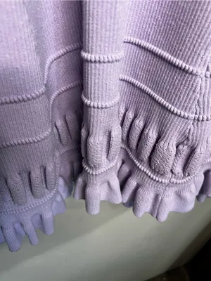 Maeve by Anthropologie Promenade Pointelle Purple Knit Ruffle Sweater Dress thumbnail 7