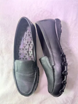 Skechers Black Slip-On Loafer with Purple Patterned Lining thumbnail 6