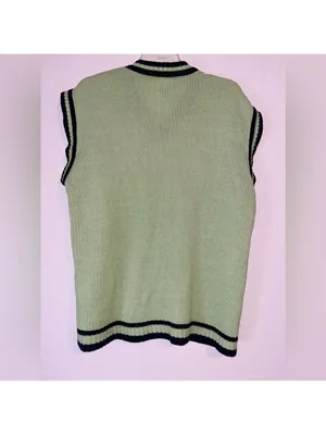 Vintage Pastel Green Cable Knit Sweater Vest Unisex Golf sweater preppy academic thumbnail 4