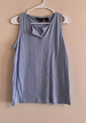 Eddie Bauer Light Blue Sleeveless Henley Tank Top thumbnail 1