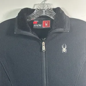 Spyder Womens Black‎ Waffle Knit Full Zip Faux Fur Lined Sweater Jacket Small thumbnail 7
