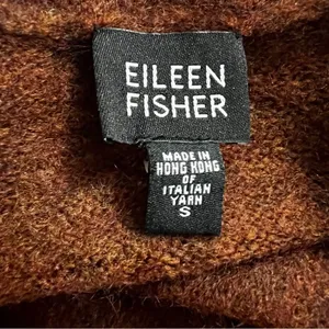 Eileen Fisher Wool Mohair Shawl Collar Button Cardigan Rust Brown Small thumbnail 8